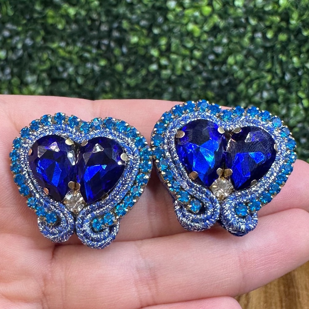 Handmade‎ artesian Elegant Blue Heart  Earrings NEW